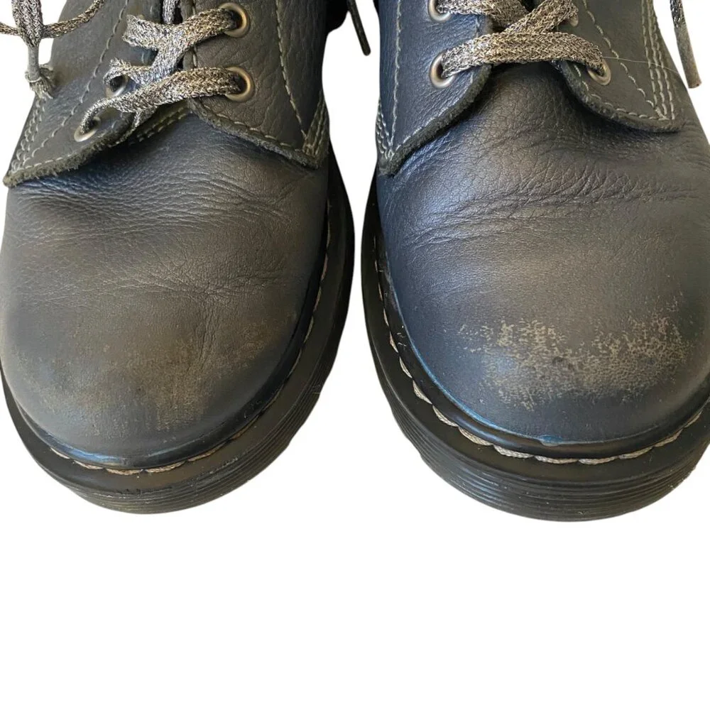 Dr. Martens Pascal-J Blue Leather Lace-Up Boots US 1 EU 32 Youth Kids‎